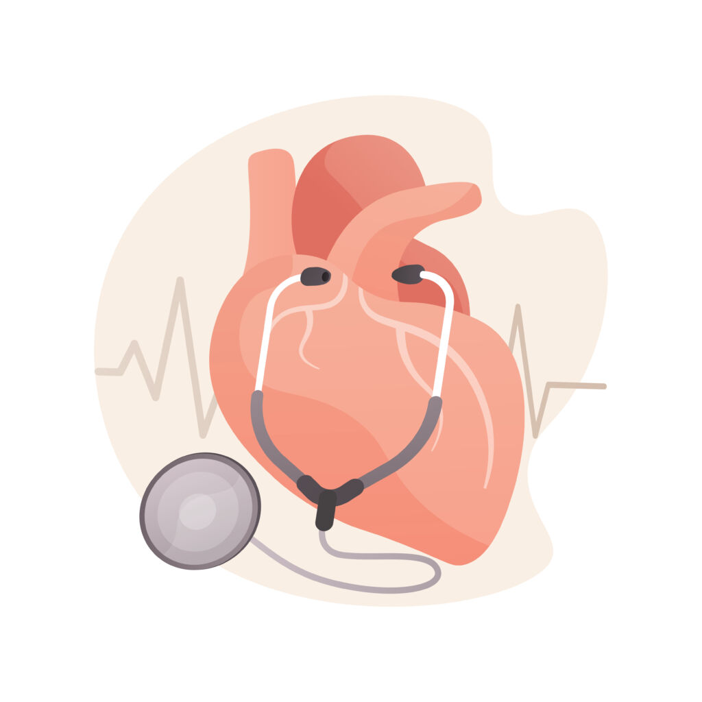 High blood pressure abstract concept vector illustration. Hypertension disease, blood pressure control, monitor, examination in hospital, tonometer, heart attack, arteria strain abstract metaphor.